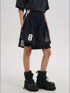MASONPRINCE Convertible Layered Cotton Skirt Shorts in Black - On Model