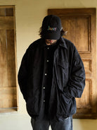 USAGE Washed Cotton Twill M65 Jacket in Black - On Male Model