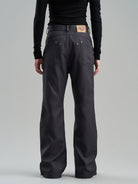 BLINDNOPLAN Diagonal Paneled Trousers with Rivets in Gray - On Model