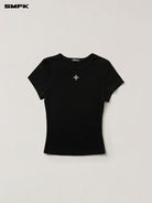 SMFK Short Sleeve Cropped T Shirt in Black
