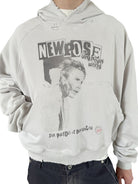 UNKNOWNWORLD Distressed Punk Print Hoodie in Gray - On Male Model
