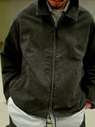 USAGE Vintage Washed Cotton Sports Jacket in Black - On Male Model