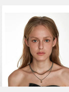 BLACKHEAD Two Tone Spliced Chain Necklace in Gray - On Female Model