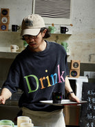 USAGE Faded Rainbow Logo T Shirt in Black - On Male Model
