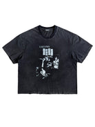 UNKNOWNWORLD Sun Faded Distressed Flag Print T Shirt in Black