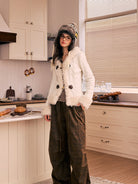 BEERBRO Washed Camo Parachute Cargo Pants in Brown - On Female Model