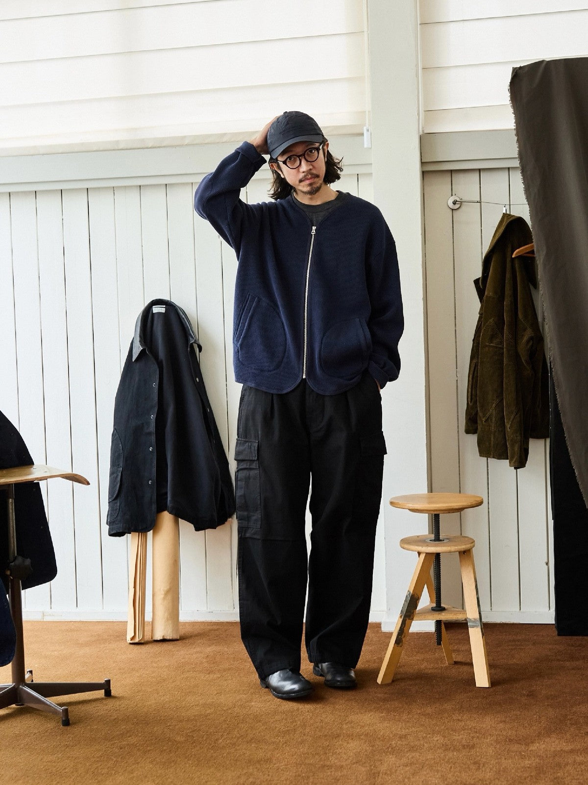 USAGE Heavyweight Ripstop M51 Cargo Pants in Black - On Male Model