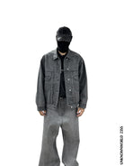 UNKNOWNWORLD Washed Grey Coated Trucker Jacket in Gray - On Model