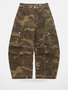 MASONPRINCE Curved Leg Camouflage Cargo Pants in Olive