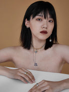 BLACKHEAD Two Tone Chocolate Block Ear Cuff in Yellow - On Female Model