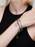 BLACKHEAD Double Layer Cat Charm Bracelet in Silver - On Female Model