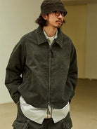 USAGE Vintage Washed Cotton Sports Jacket in Black - On Male Model