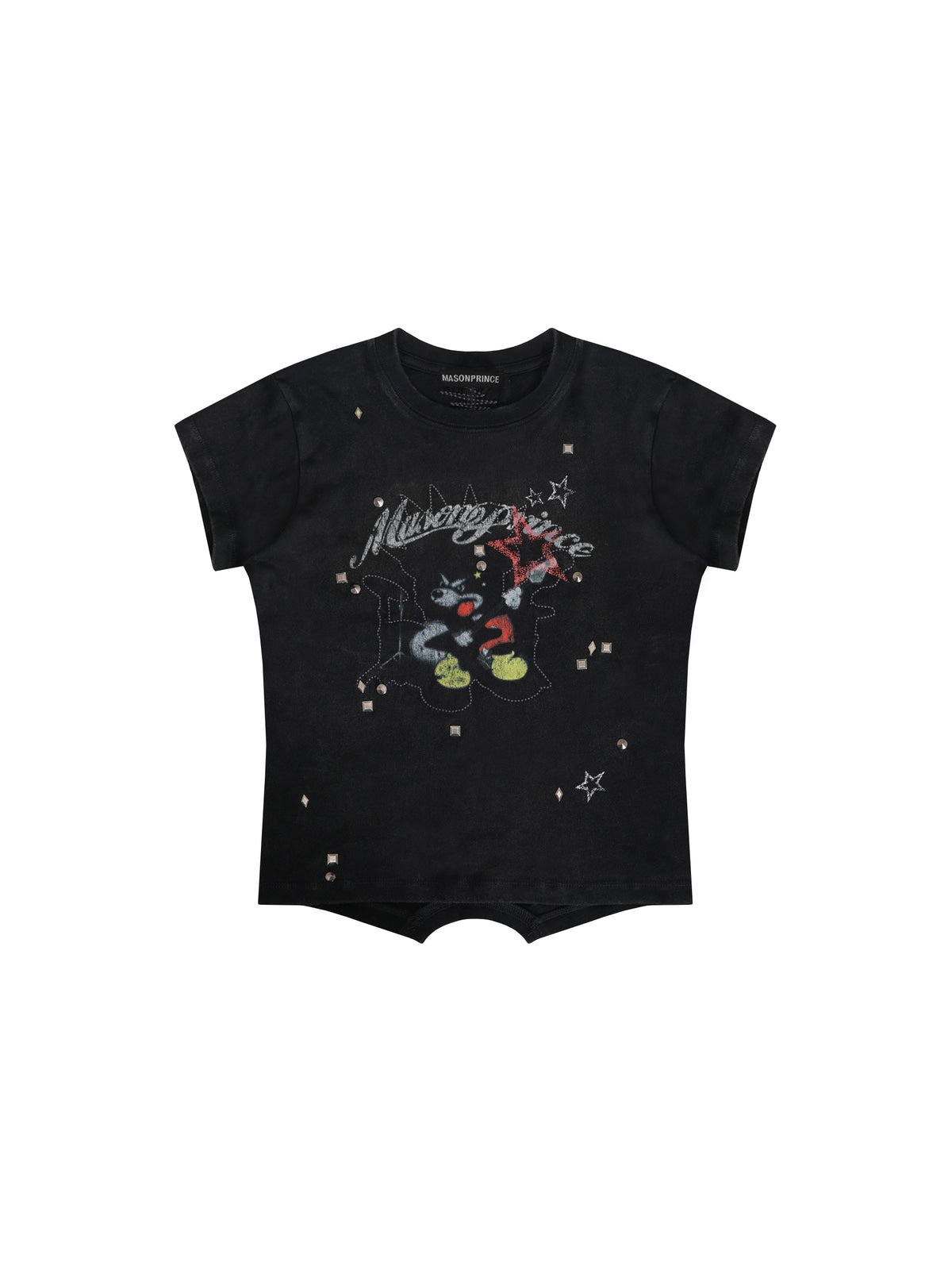 MASONPRINCE Reversible Parody Graphic Cotton T Shirt in Black
