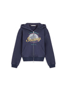 alright then Washed Cotton Graphic Zip Up Hoodie in Blue