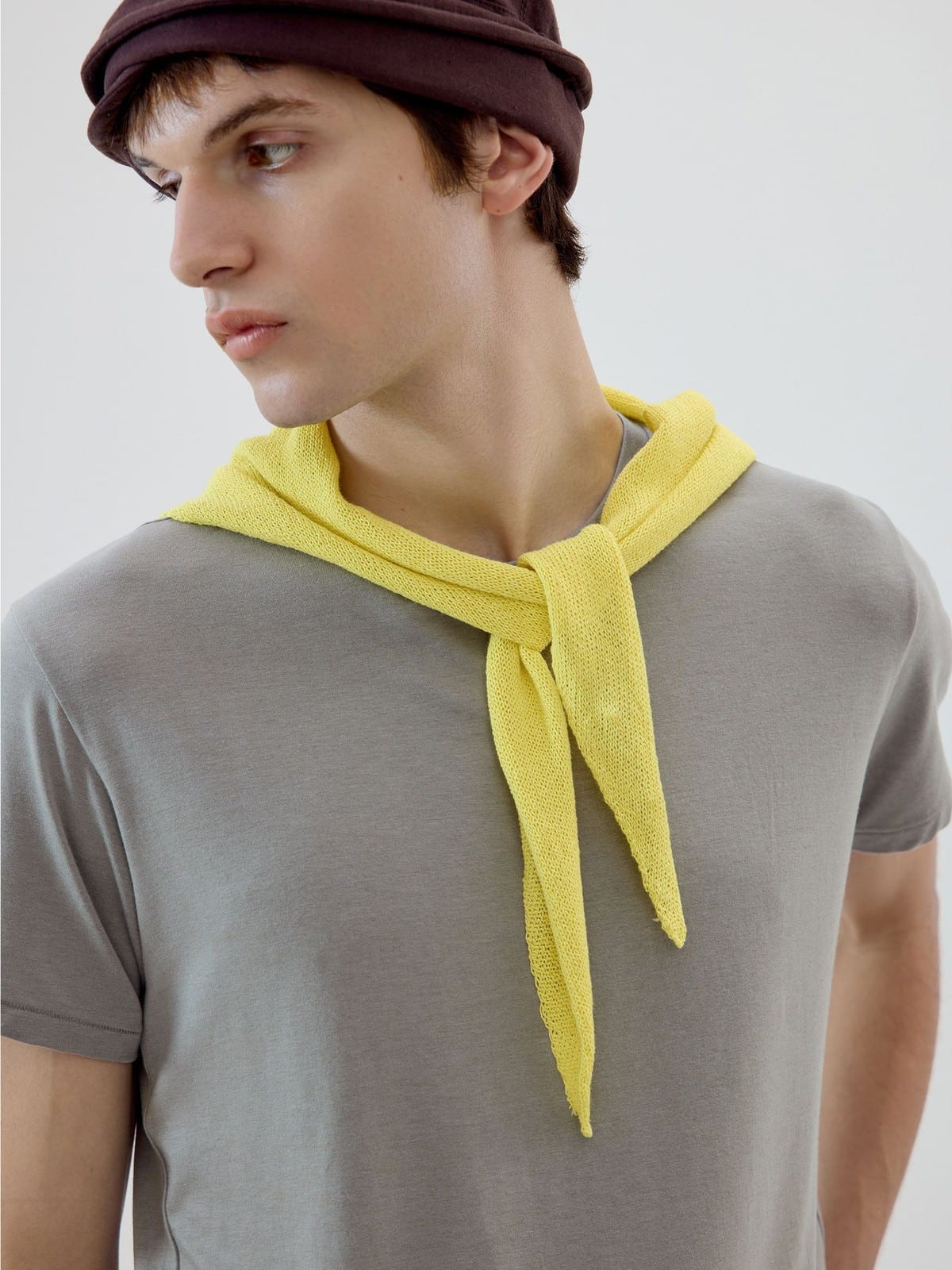 SIMPLE PROJECT Wool Blend Crewneck T Shirt in Gray - On Male Model