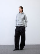 Random Piece Cotton Lyocell Cropped Hoodie in Gray - On Female Model