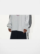 BLINDNOPLAN Color Block Graphic Raglan Sweatshirt in Gray - On Model