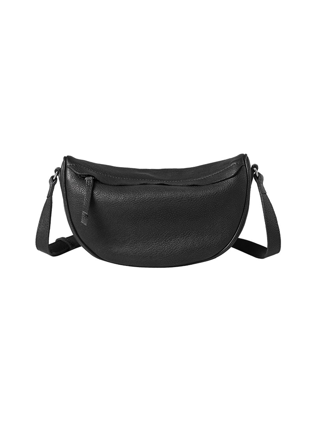 QIUZHEN Vegetable Tanned Leather Crescent Bag in Black