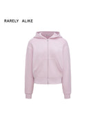 RARELY ALIKE Graphic Cropped Zip Up Hoodie in Pink