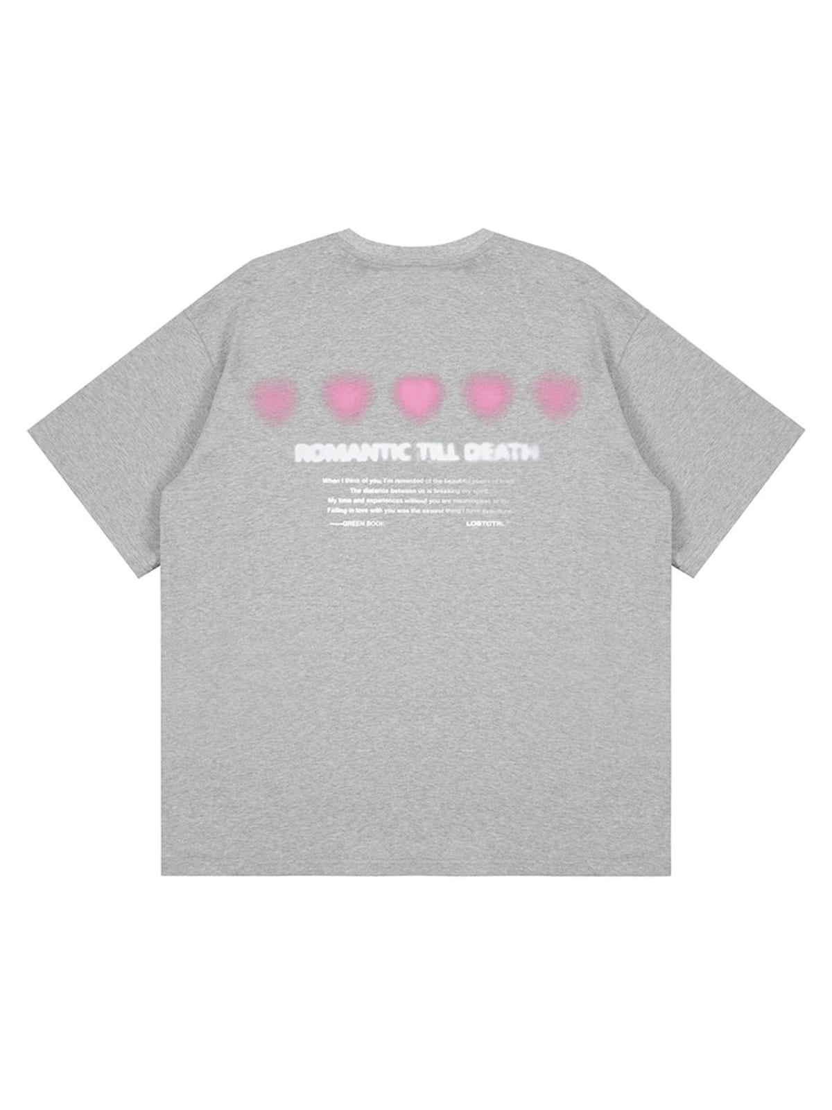 LOSTCTRL Blurred Heart Graphic Cotton T Shirt in Gray