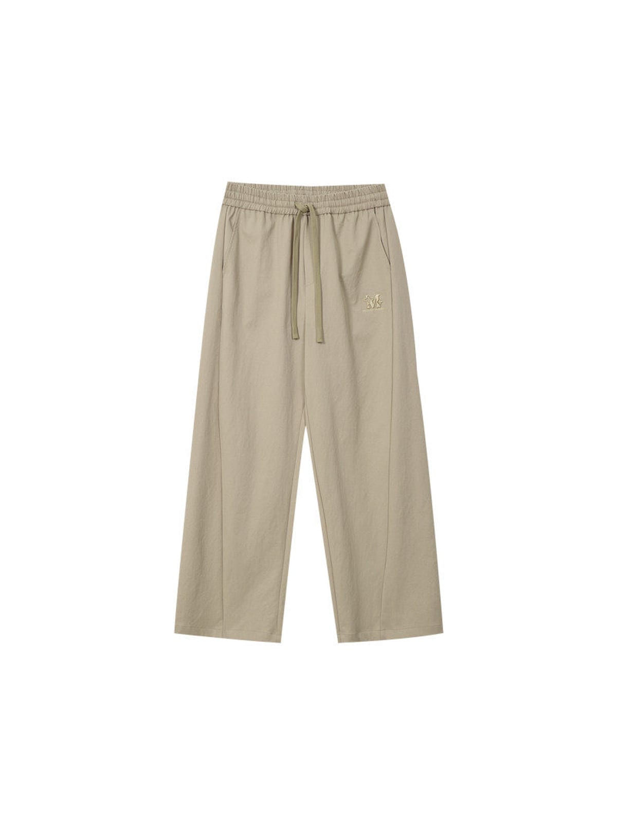 MEDM Spliced Drawstring Wide Leg Trousers in Beige