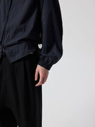 SIMPLE PROJECT Sheer Nylon UV Protection Shirt in Navy Blue - On Male Model