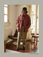 USAGE Linen Four Pocket BDU Jacket in Pink - On Male Model