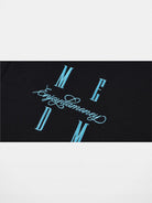 MEDM Embroidered Cotton Blend Zip Up Hoodie in Black - Detail
