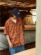 USAGE Floral Japanese Cotton Aloha Shirt in Pink - On Male Model