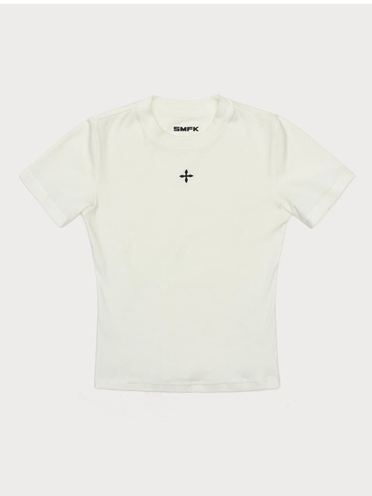 SMFK Embroidered Cross Crewneck Tee in White