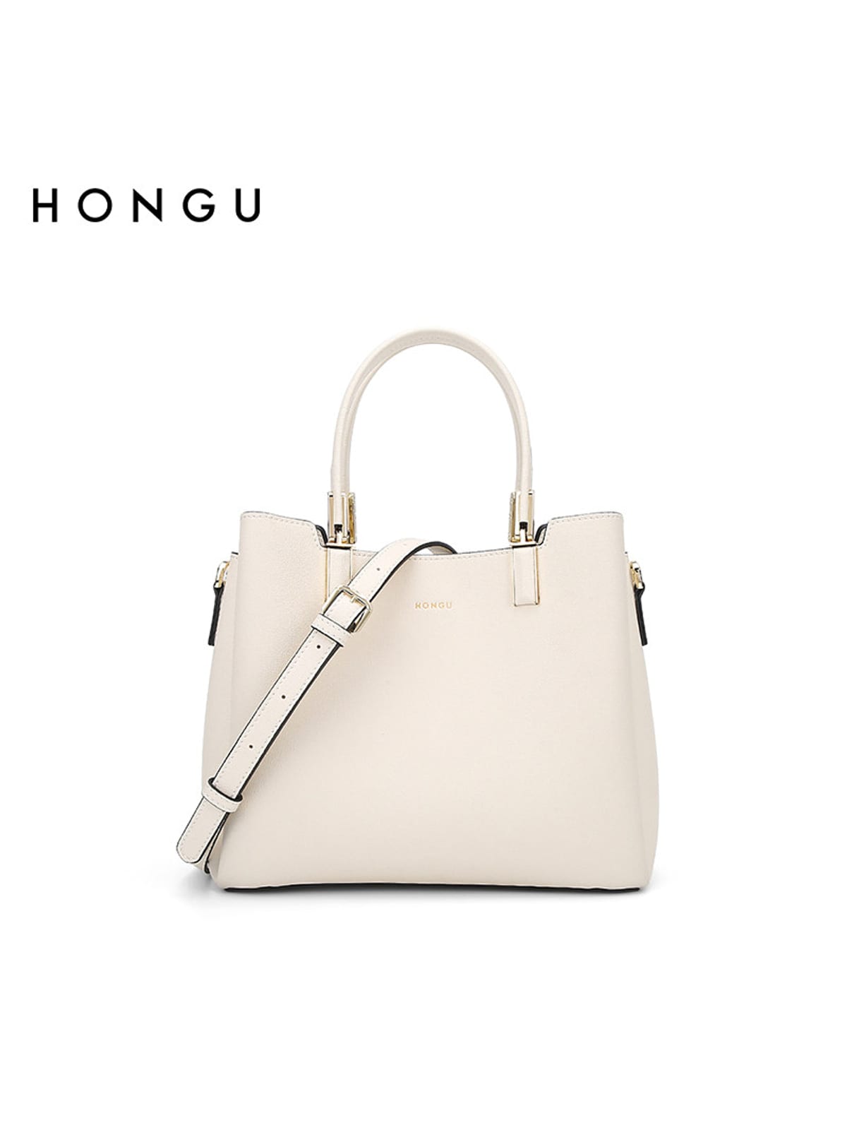 HONGU Split Cowhide Crossbody Handbag in White