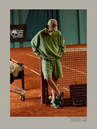 USAGE Oversized Textured Long Sleeve Polo in Mint - On Male Model