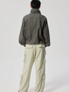 SIMPLE PROJECT Lightweight Offset Zip Jacket in Gray - On Model