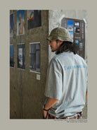 USAGE Vintage Photo Print Cotton T Shirt in Gray - On Male Model