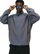 FPA Cotton Blend Stand Collar Jacket in Blue - On Male Model