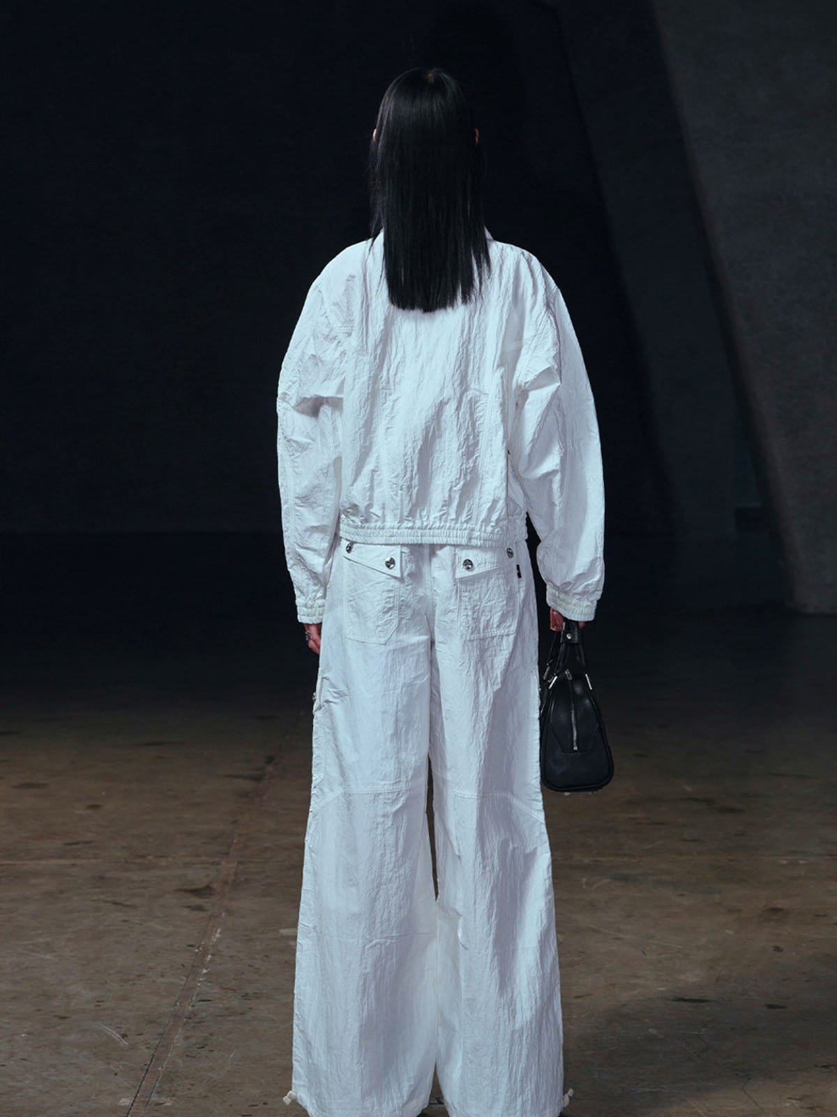 SMFK Zip Up Polyamide Track Jacket in White - On Model