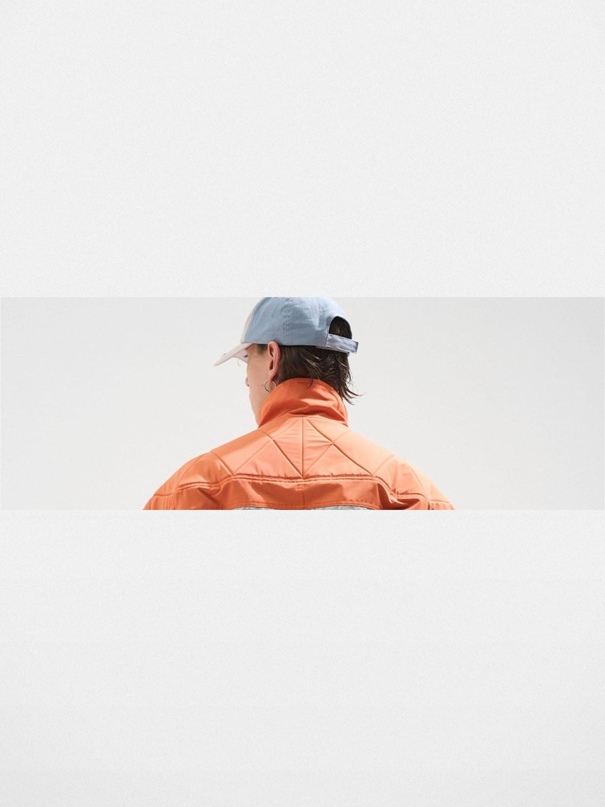 BLINDNOPLAN Reflective Strip Stand Collar Jacket in Orange - On Model