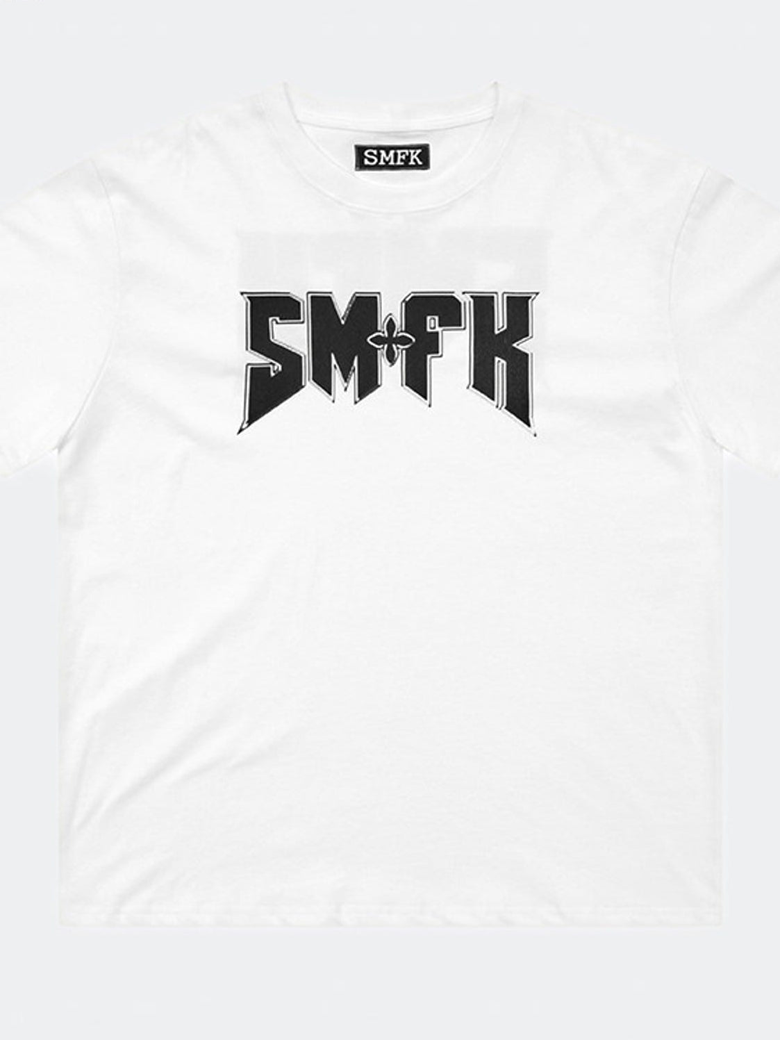 SMFK Metallic Logo Cotton T Shirt in White