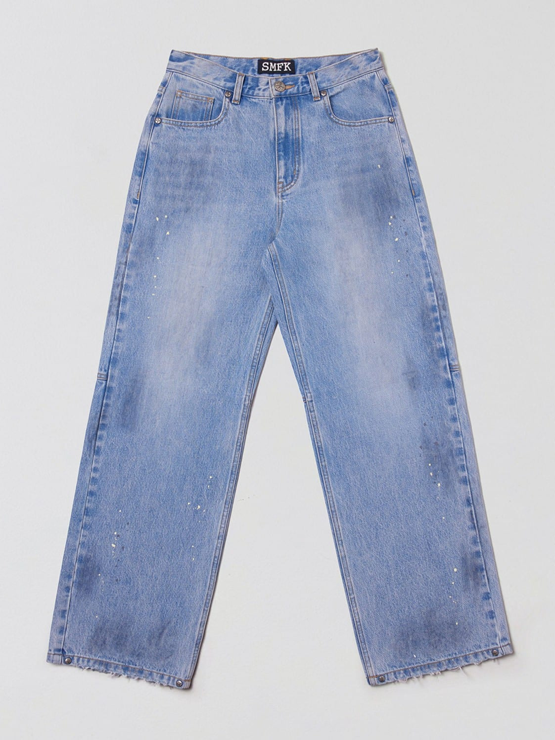 SMFK Washed Wide Leg Denim Jeans in Sky Blue