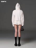SMFK Cotton Blend Slim Zip Up Hoodie in White - On Model