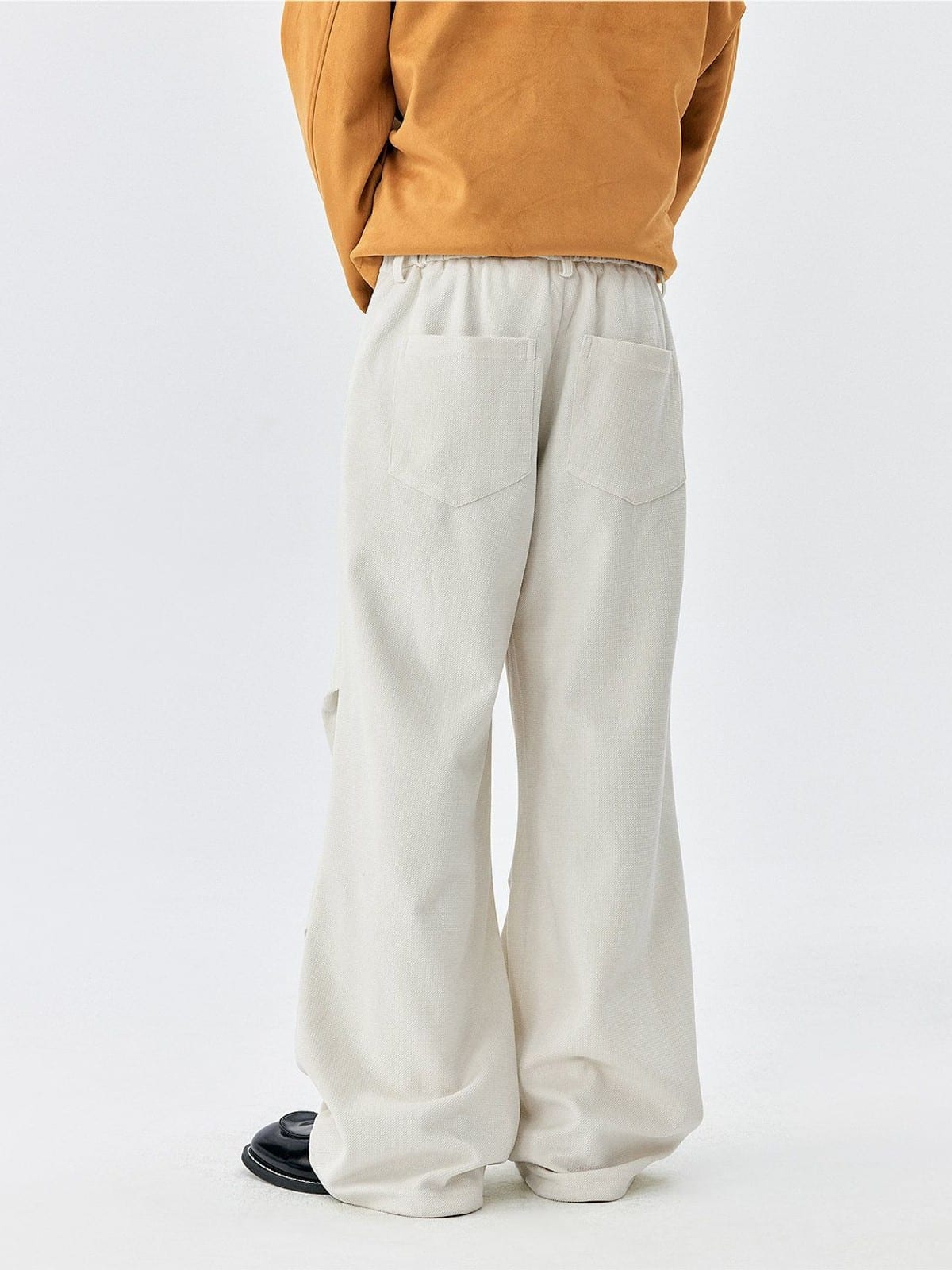 MEDM Wide Leg Parachute Cargo Pants in White - On Model