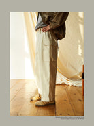 USAGE Heavyweight Herringbone Cargo Pants in White - On Model