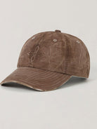 SMFK Distressed Camo Cotton Baseball Cap in Brown