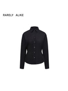 RARELY ALIKE Two Way Tie Waist Cotton Shirt in Black