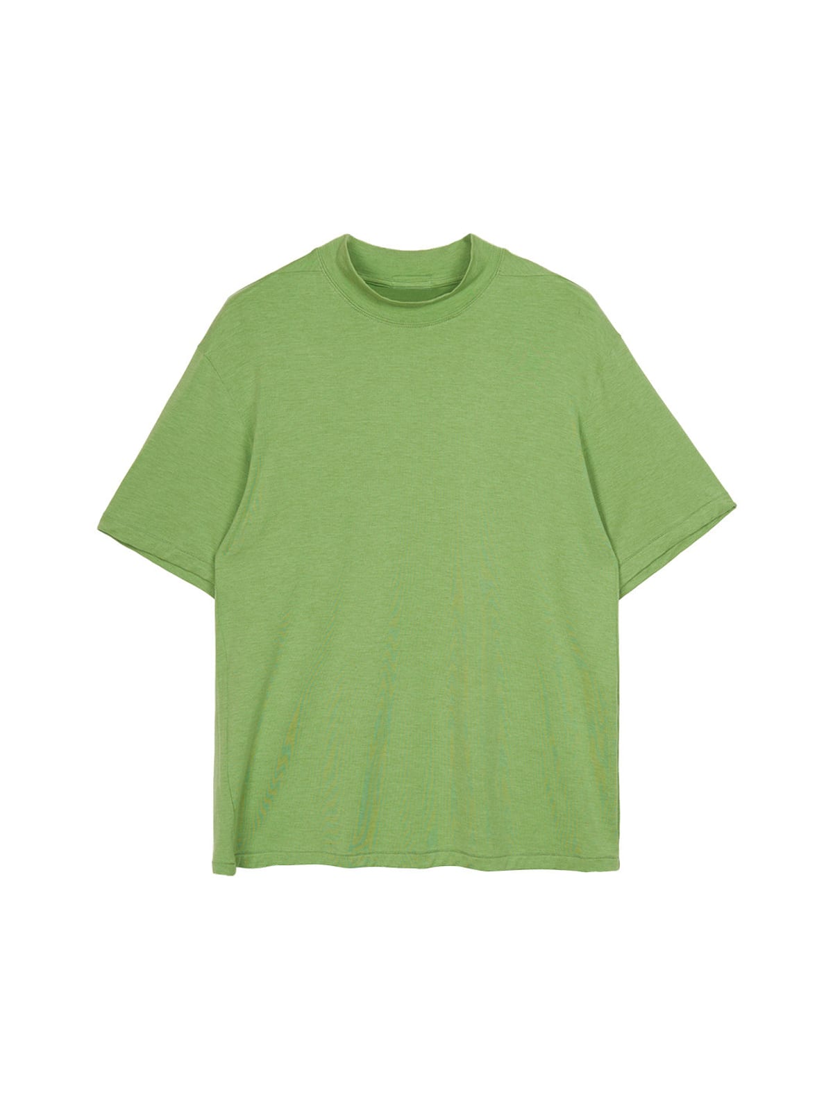 SIMPLE PROJECT Wool Blend Mock Neck T Shirt in Green
