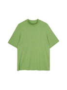 SIMPLE PROJECT Wool Blend Mock Neck T Shirt in Green