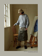 USAGE Reversible Cotton Crewneck Sweatshirt in Heather Gray - On Male Model