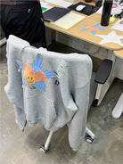NeverSeez Star Patchwork Raw Edge Hoodie in Gray - Lifestyle
