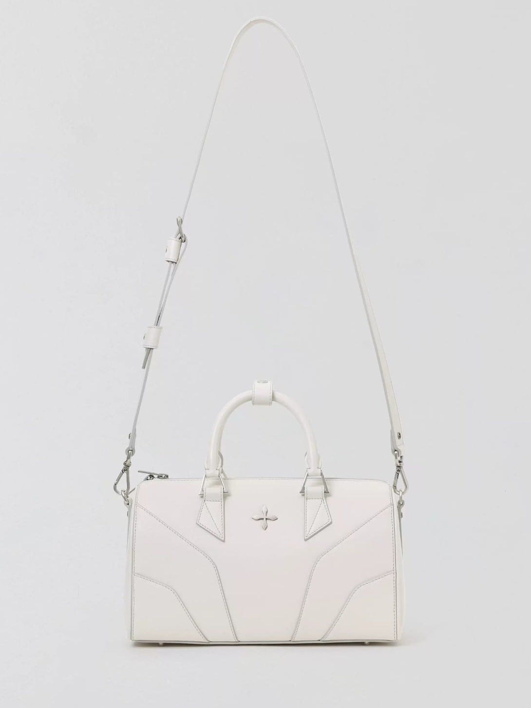 SMFK Medium Leather Cross Motif Handbag in White