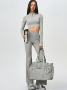 SMFK Large Polyamide Fitness Bag in Gray - On Female Model